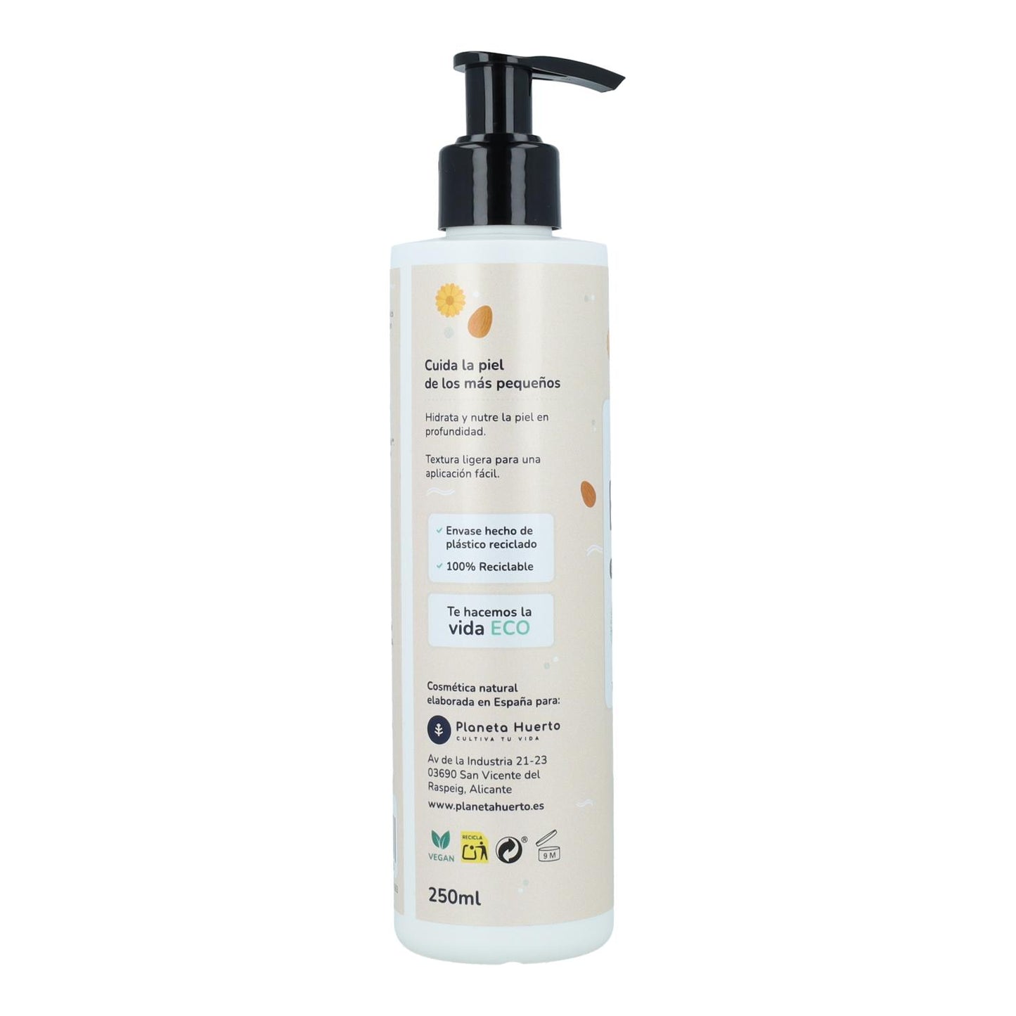 Crema hidratante infantil Caléndula y Almendra Planeta Huerto 250 ml