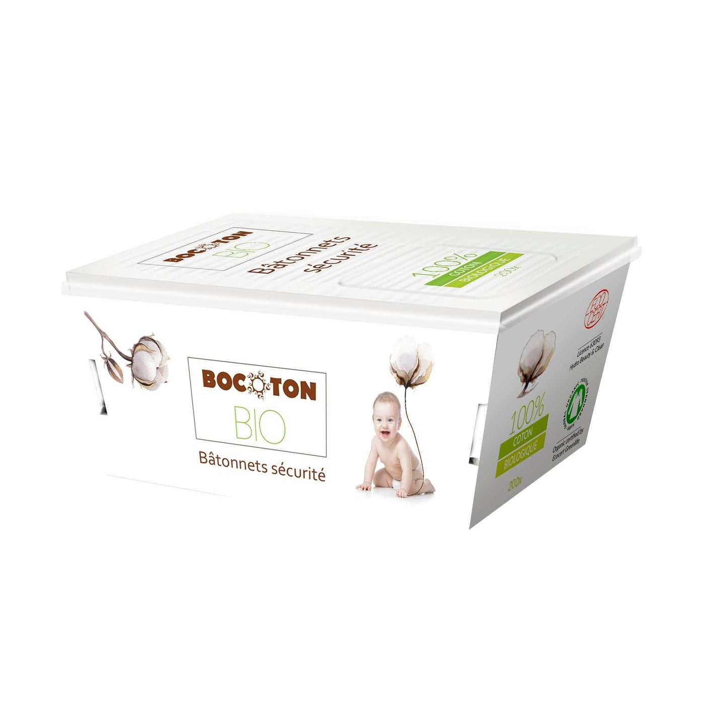 Cotons-tiges pour enfants en coton bio Bocoton, 60 unités