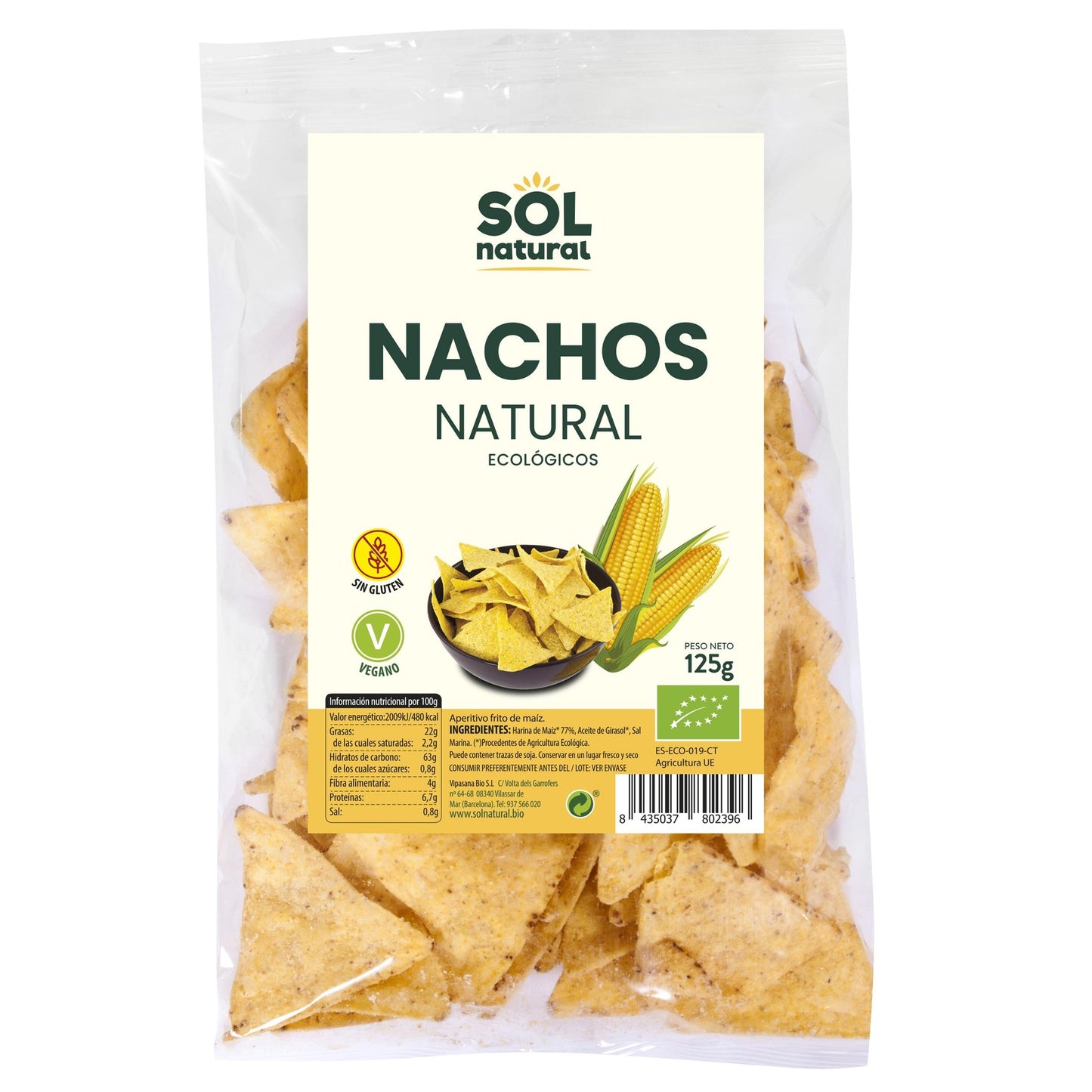 Nachos z naturalnej kukurydzy bezglutenowe BIO Sol Natural 125 g