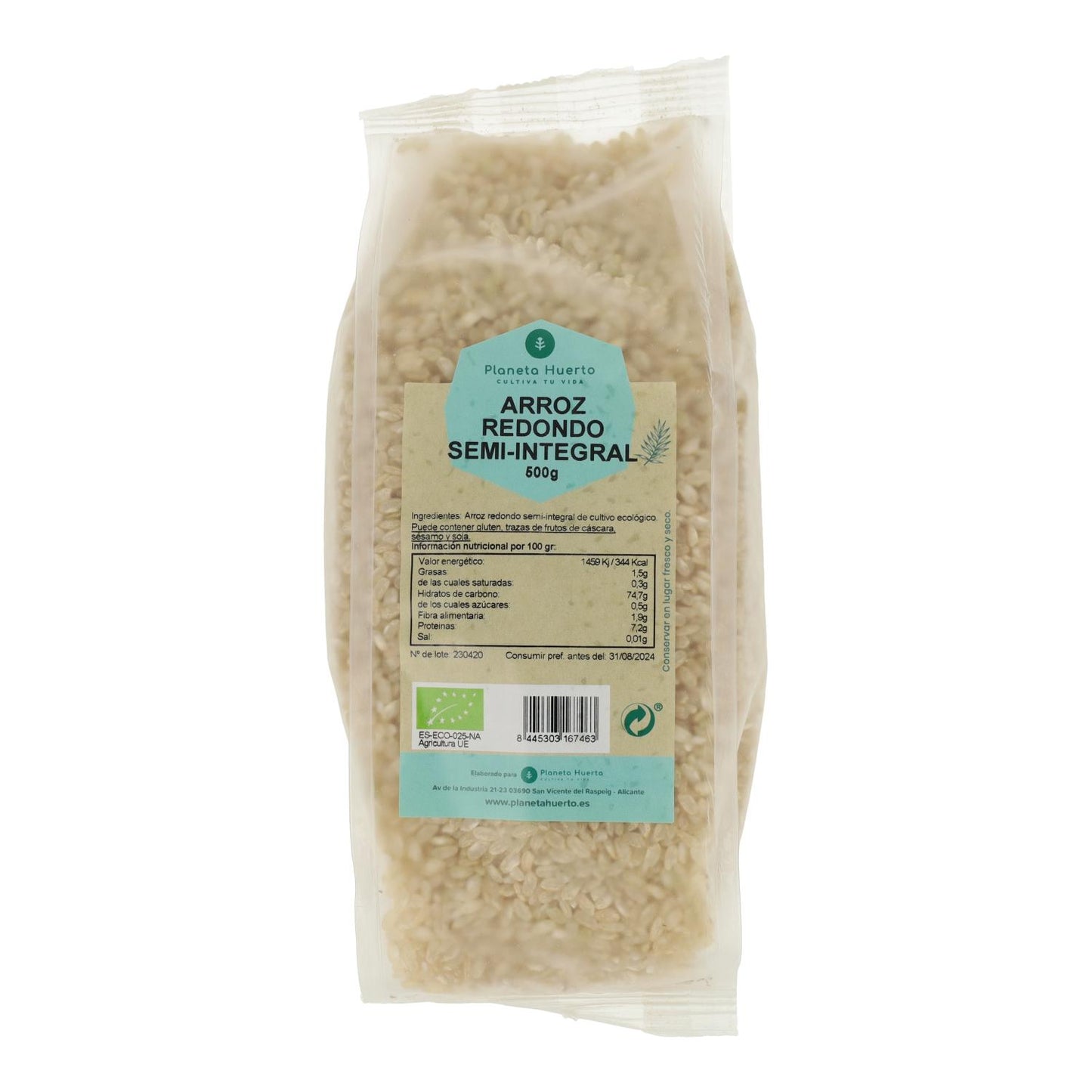 Riso tondo semi-bruno ECO Planeta Huerto 500 g