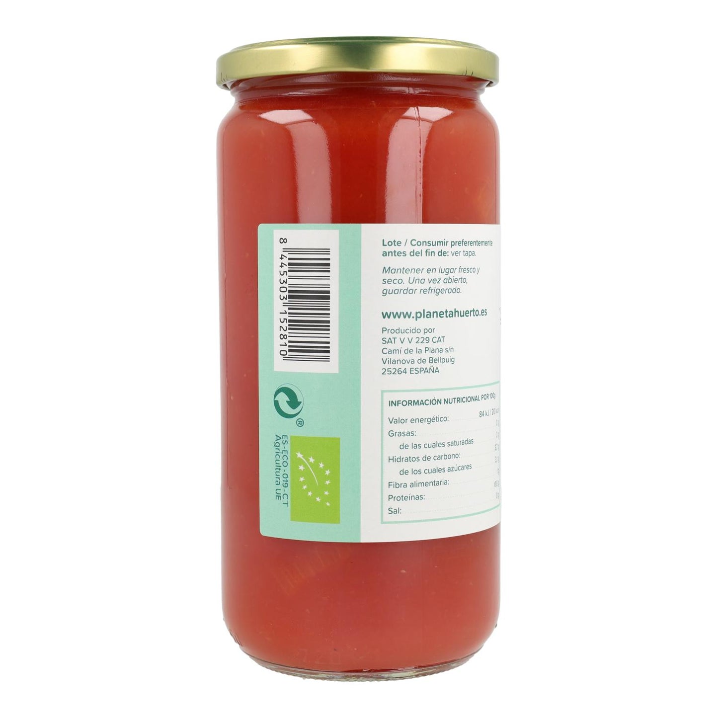 Tomate pelée entière ECO Planeta Huerto 660 g