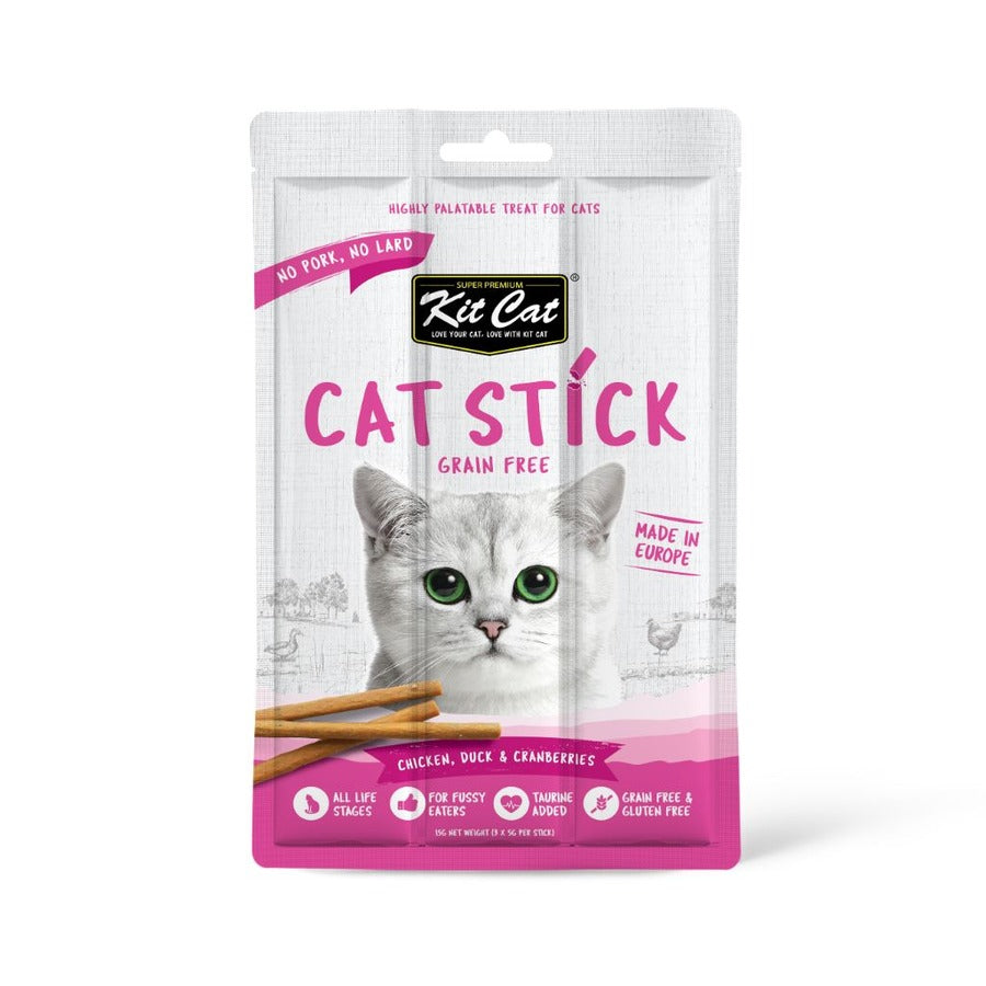 Kit Cat Cat Stick - Kip & Eend en Bosbessen 15 g Halfvochtige snack voor katten