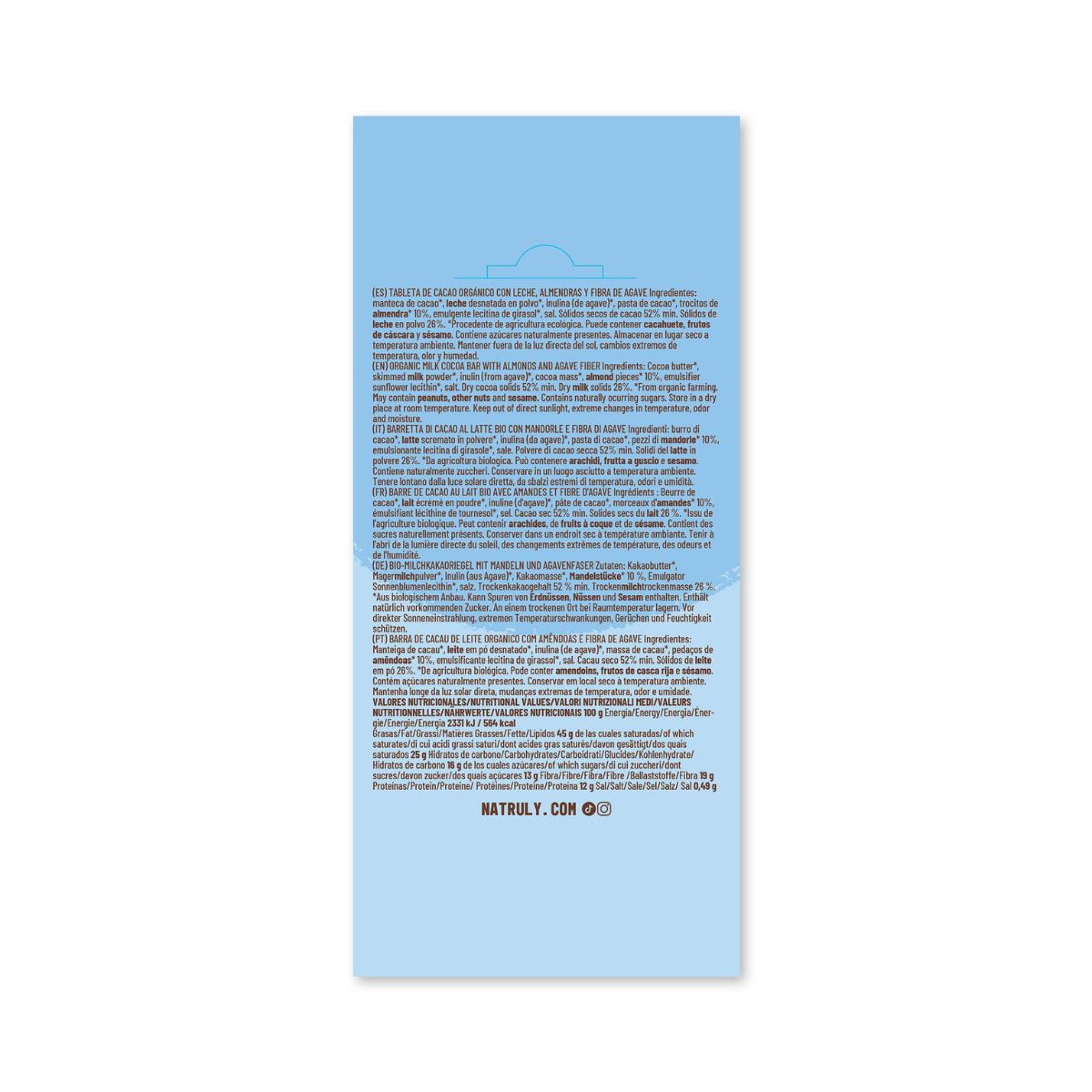 Chocolicious BIO melkchocoladetablet met amandel Natruly 85 g