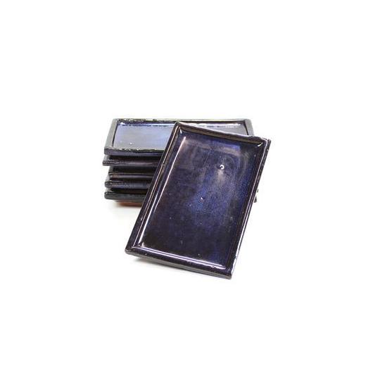 Rectangular blue ceramic bonsai pot 28 cm