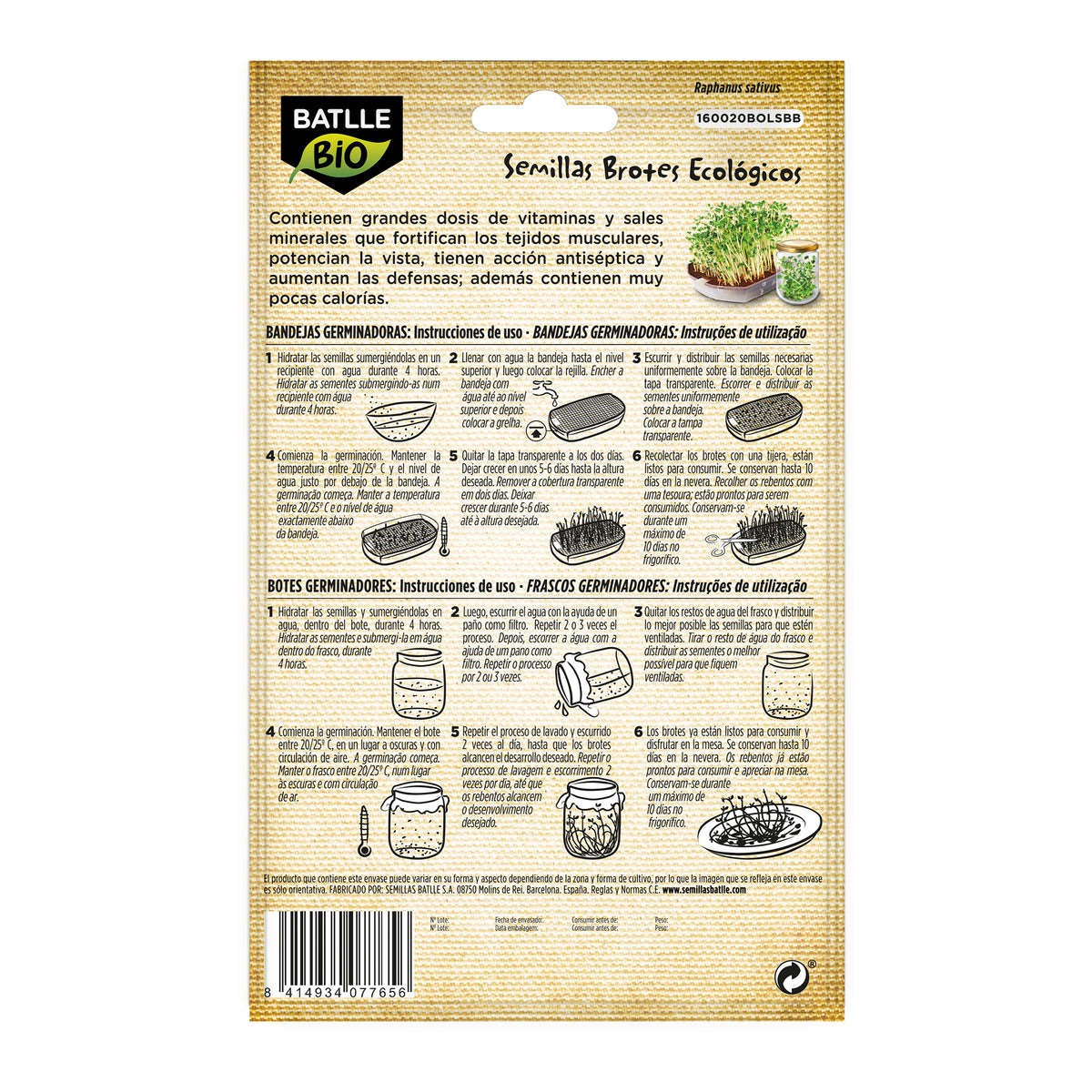 Ekologiska rädisfrön Sango för groddar Batlle