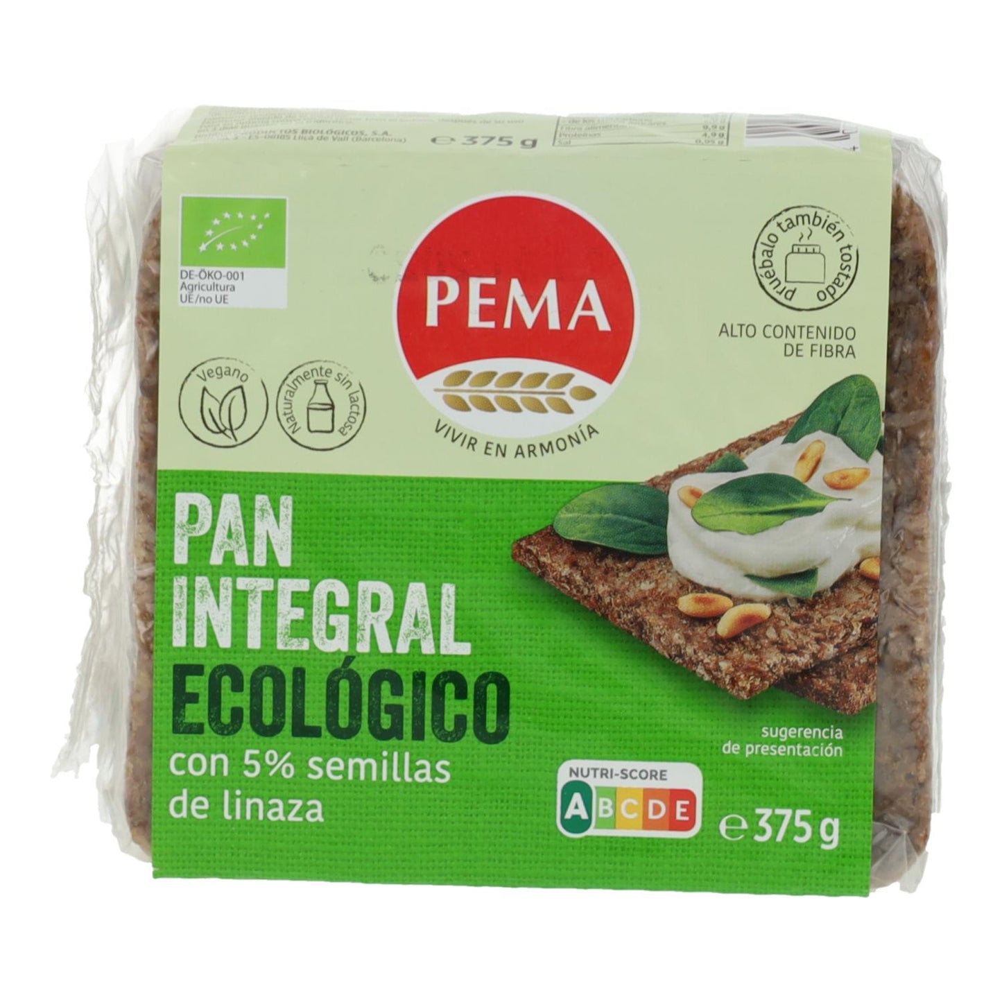 Pema 5% Flaxseed Rye Bread 375 g