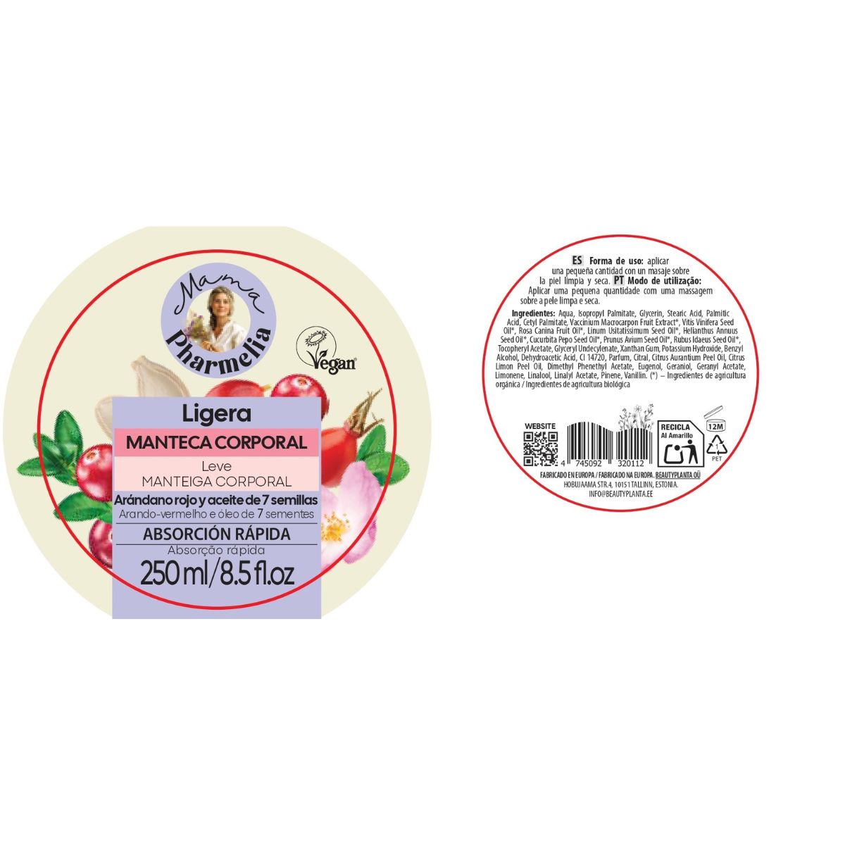 Lekki balsam do ciała z żurawiną i olejem z 7 nasion, Mama Pharmelia, 250 ml