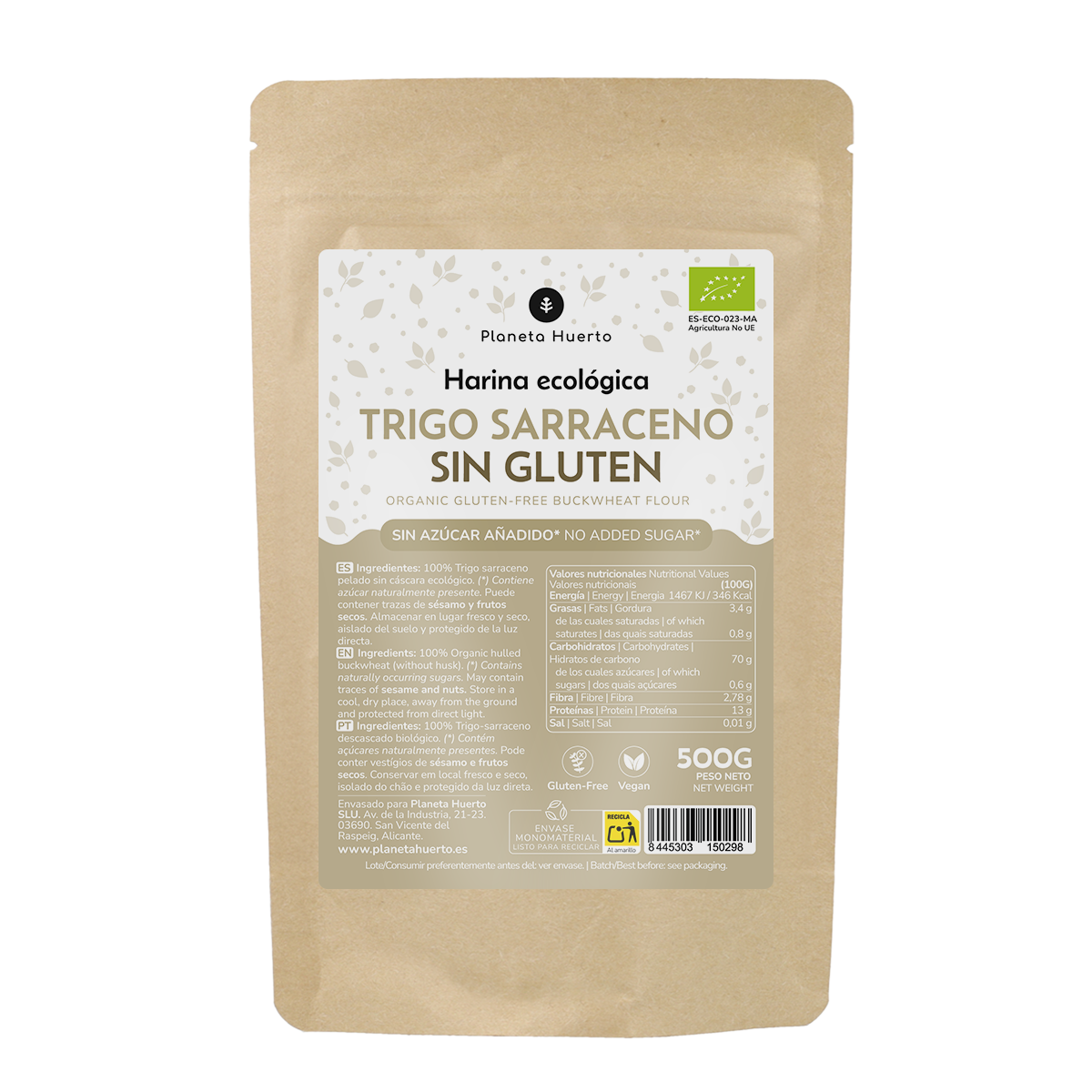 Gluten-Free Buckwheat Flour ECO Planeta Huerto 500g