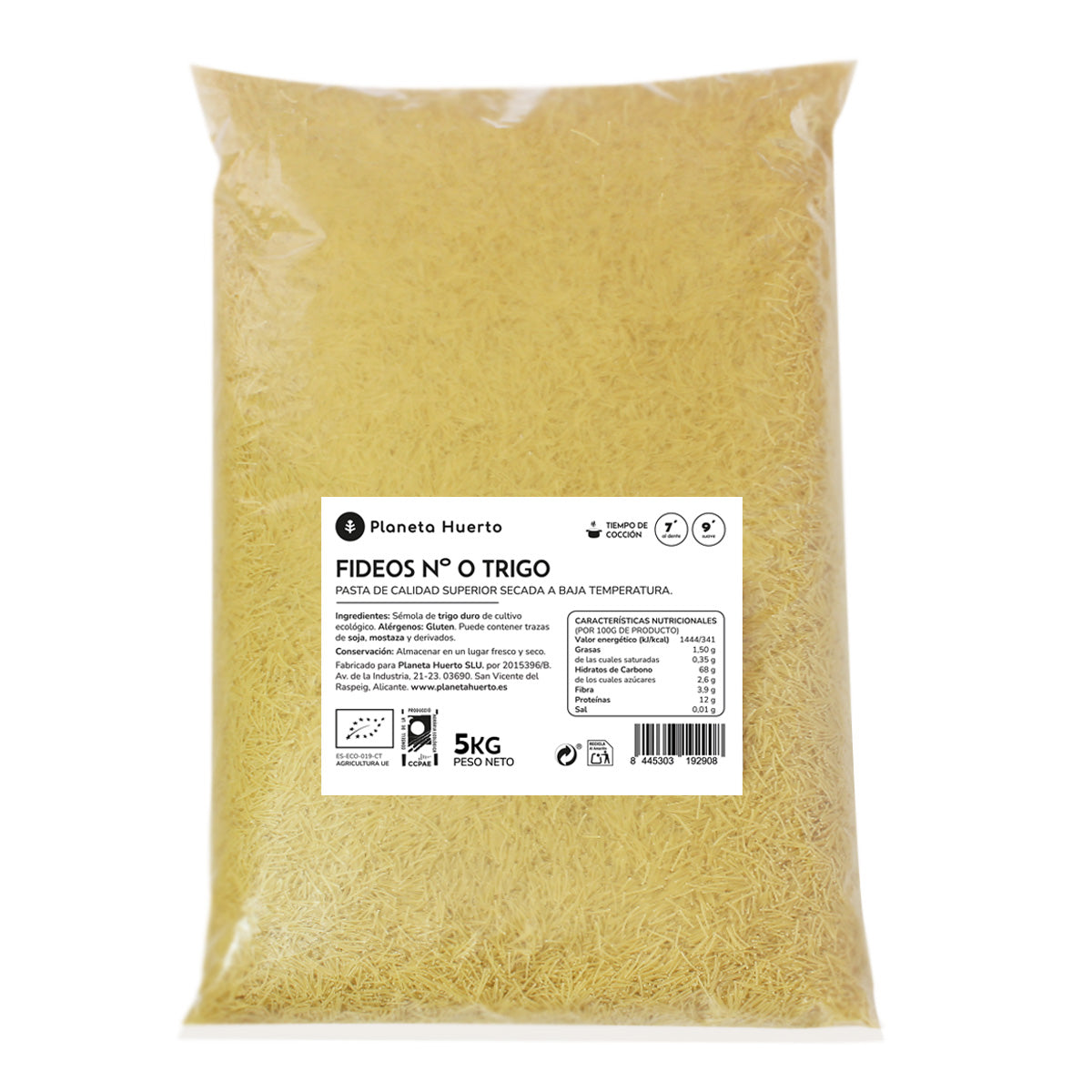 Organic wheat noodles No. 0 Planeta Huerto 5 kg