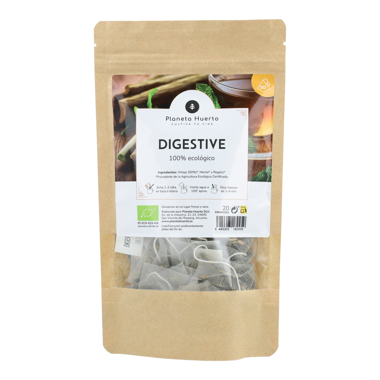 Verdauungsinfusion ECO Fenchel, Minze und Lakritze Planeta Huerto 20 Pyramiden