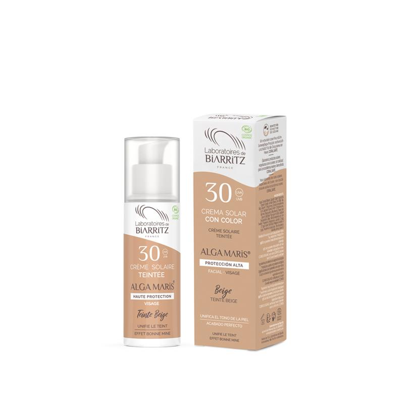 Solskyddscreme för ansiktet, beige, SPF30 Alga Maris 50 ml