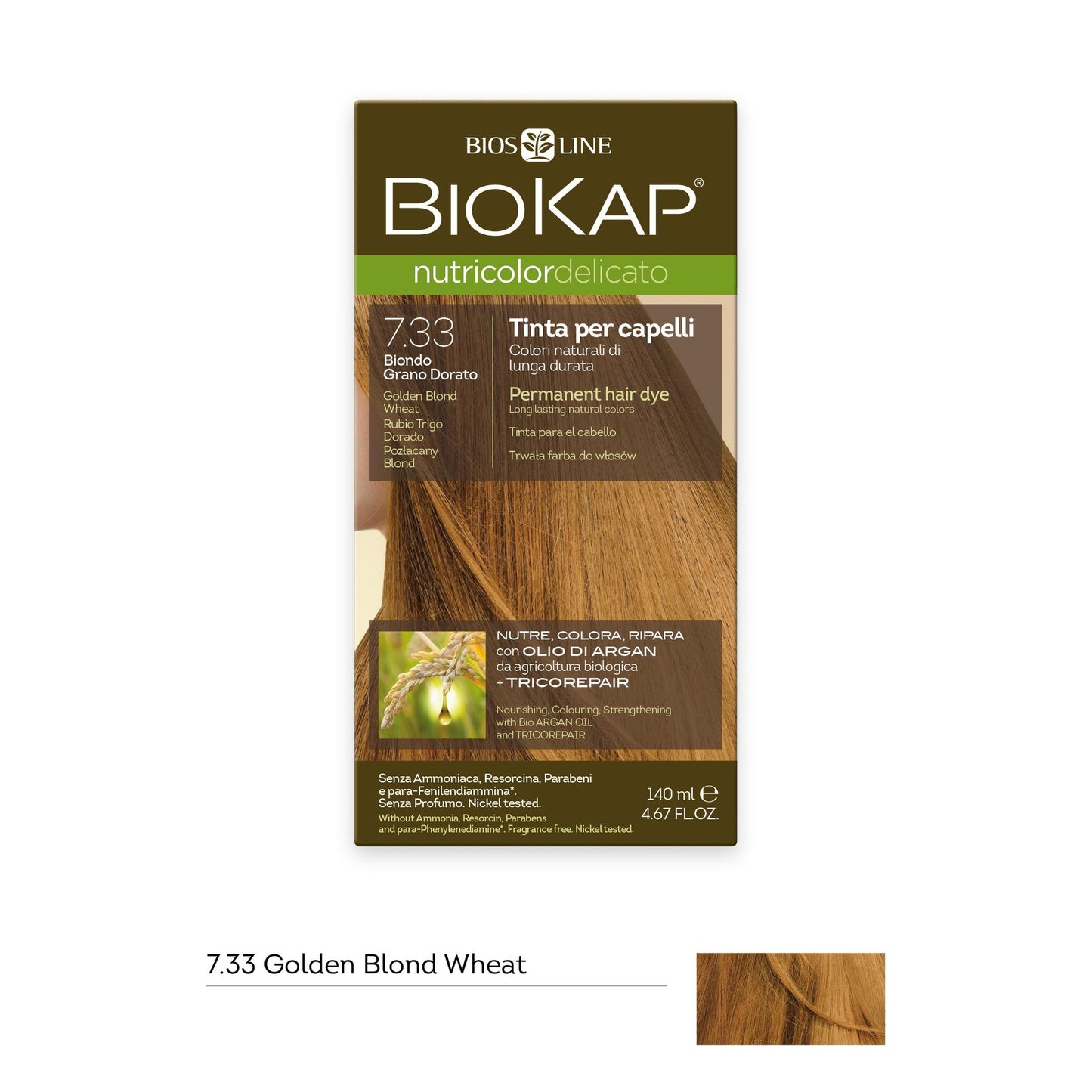 Haarverf Blond Goud Delicato Dye 7.33 Biokap 140 ml