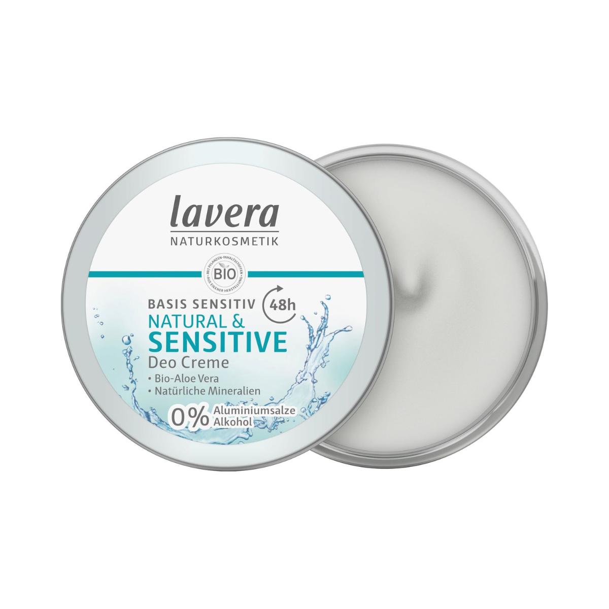 Deodorantcrème 48 uur basis sensitiv, Lavera 50 ml