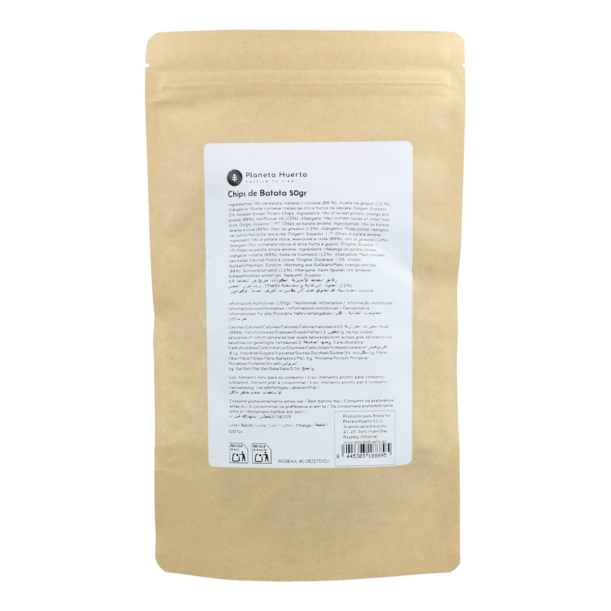Zoete aardappel chips Planeta Huerto 50gr