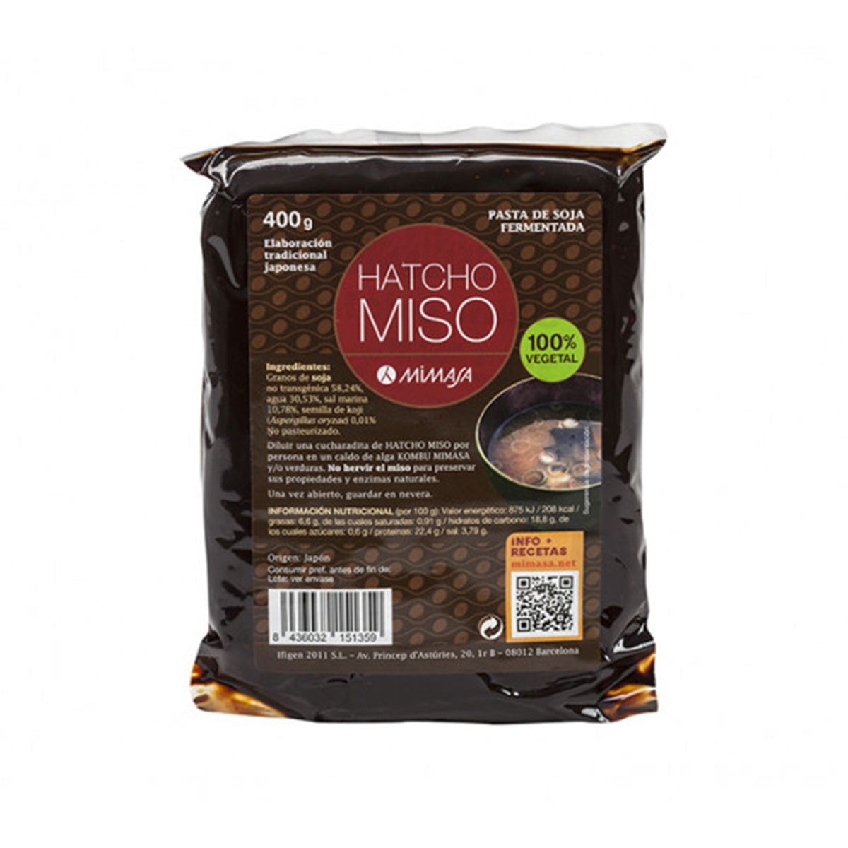 Hatcho Miso ongepasteuriseerd MIMASA 400 g