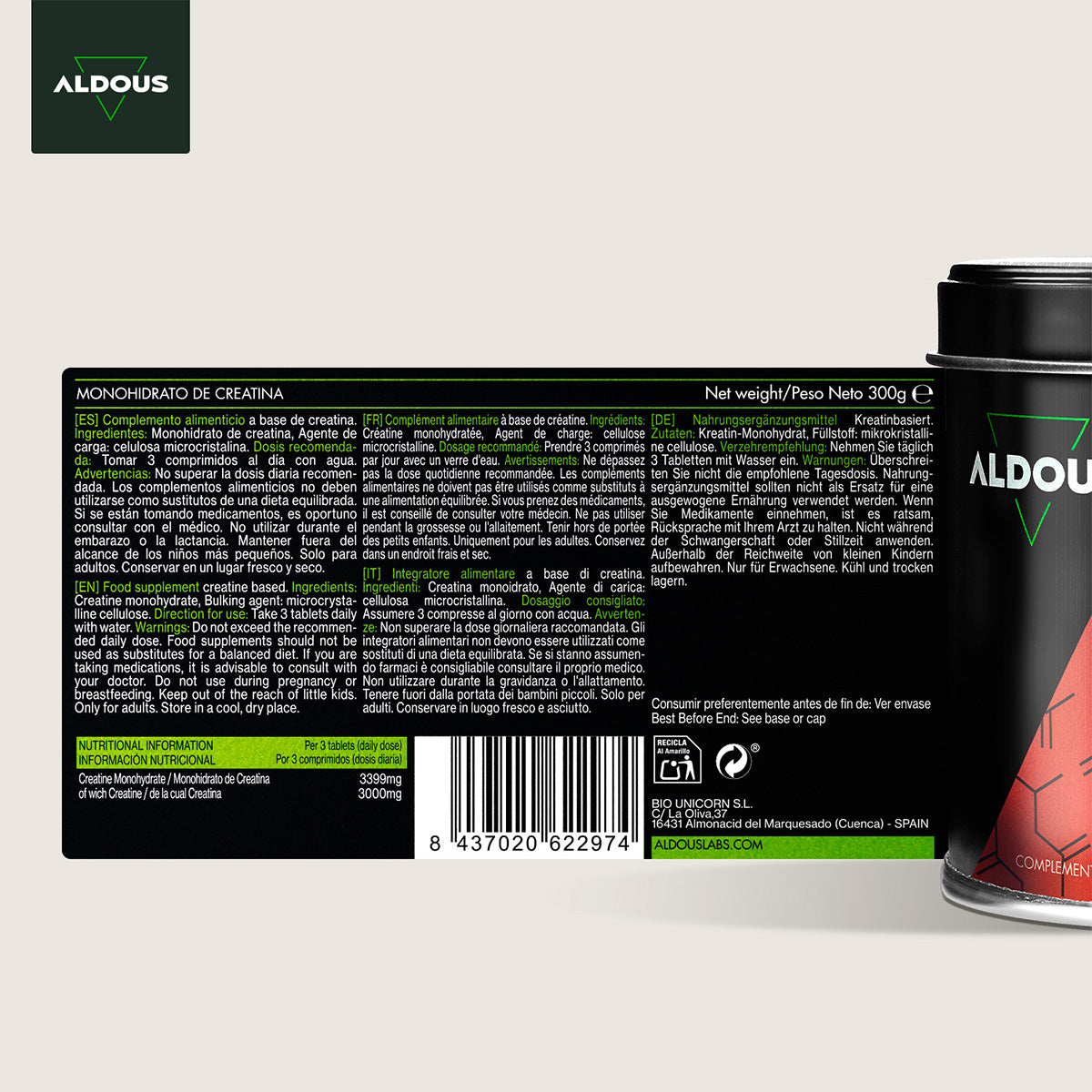 Aldous Creatine Monohydrate 3000 mg 200 tablets