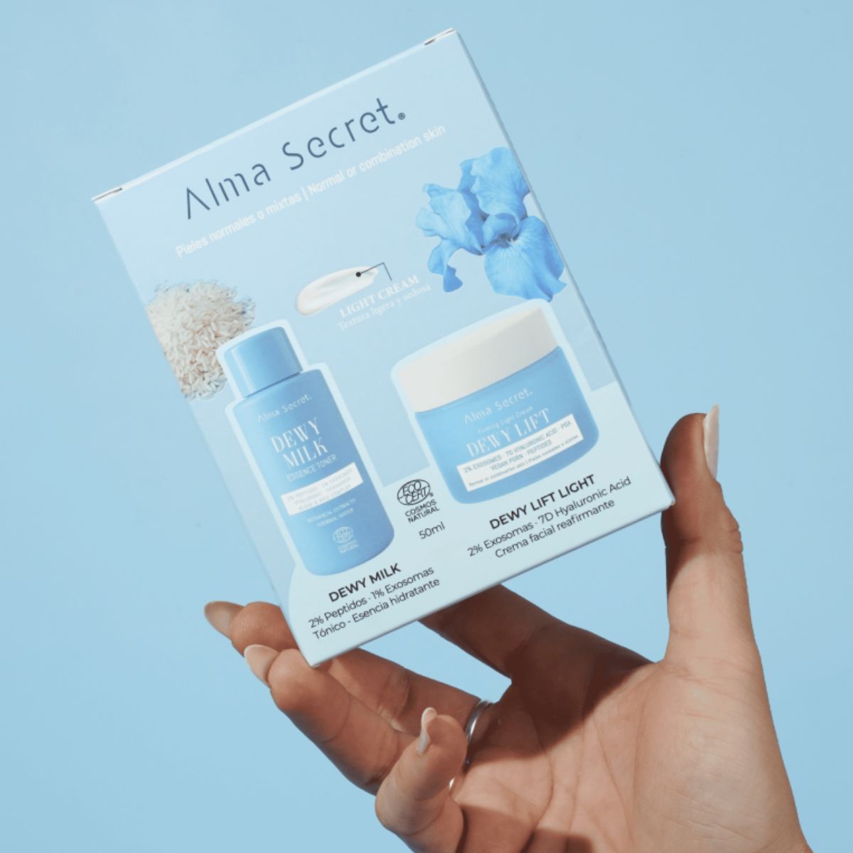 SET: DEWY LIFT "LIGHT" DAGCRÈME NORMALE TOT GEMENGDE HUID 50 ML + MINI DEWY MILK TONIC 50 ML