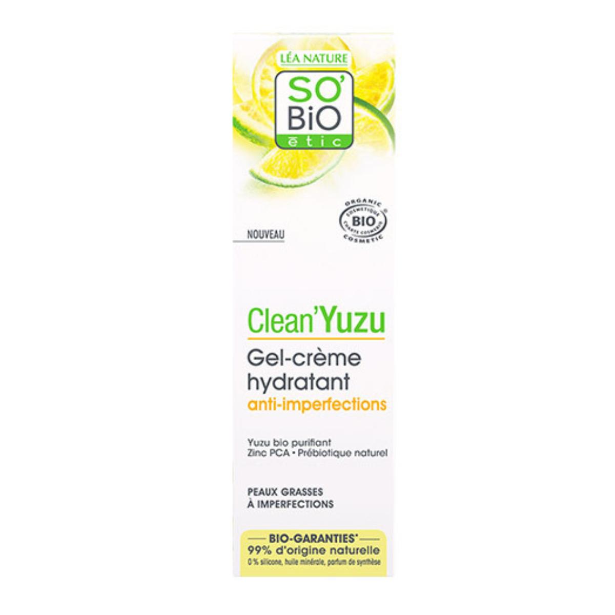 Crème gel hydratante anti-imperfections Clean yuzu So'Bio étic 40 ml