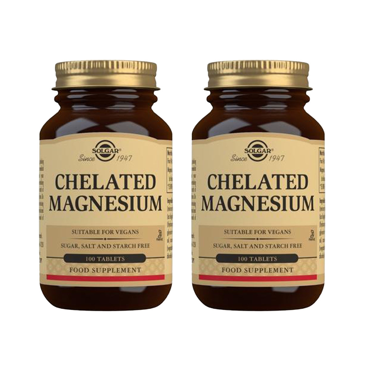 Pack of 2x Chelated Magnesium 100 tablets - Solgar