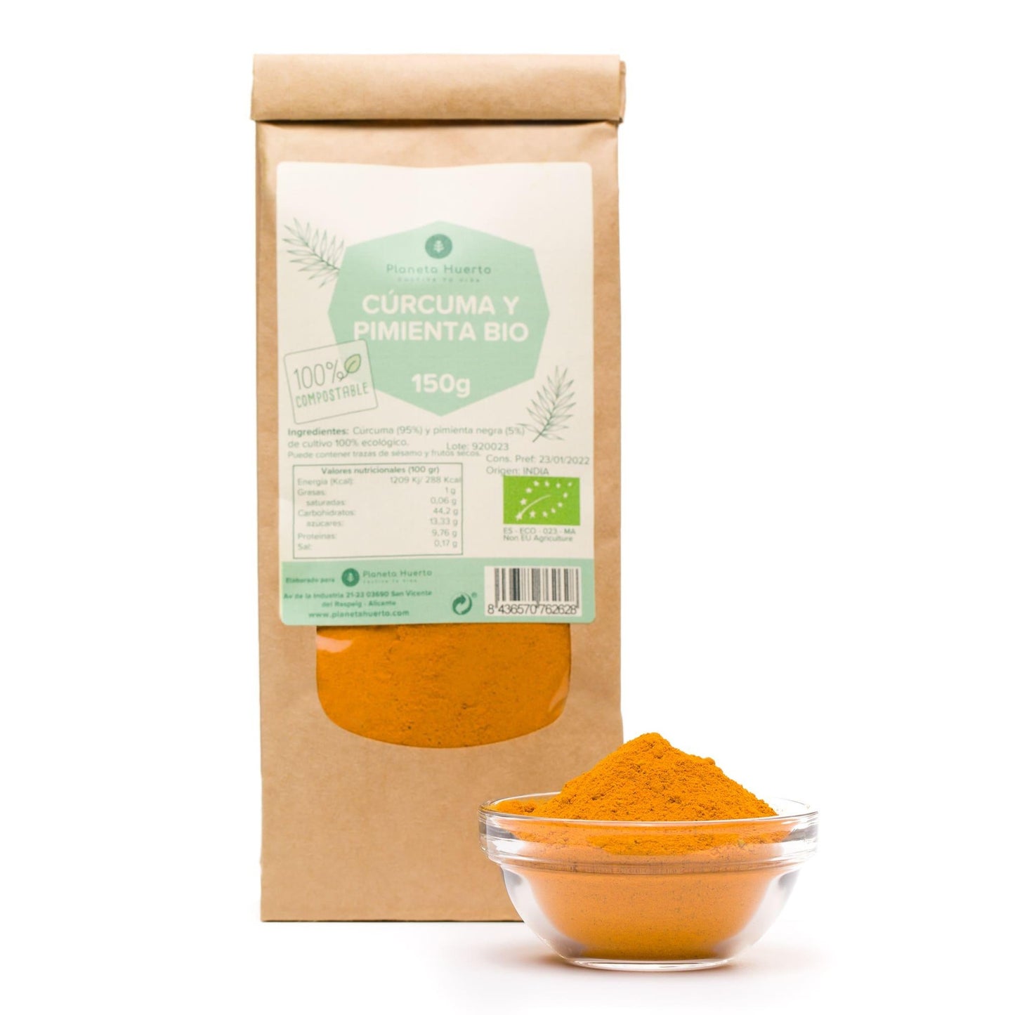 Gurkmeja- och pepparpulver ECO Planeta Huerto 150 g