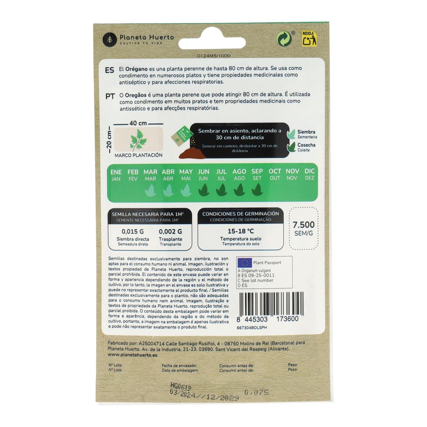 Organic Oregano seeds Planeta Huerto