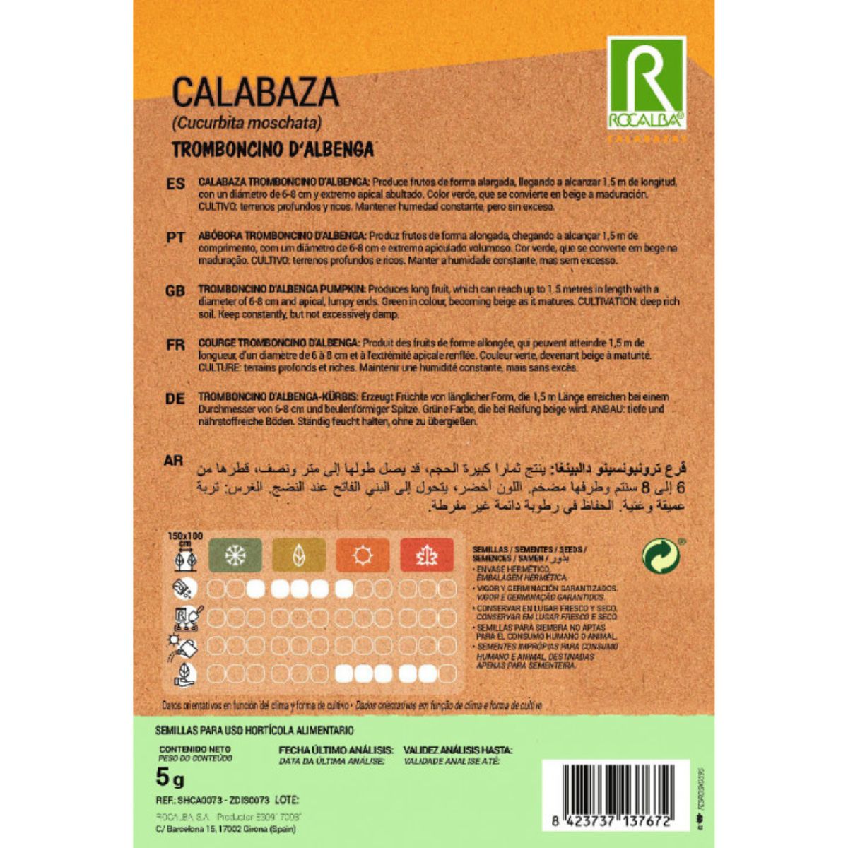 Semillas de Calabaza tromboncino d'albenga