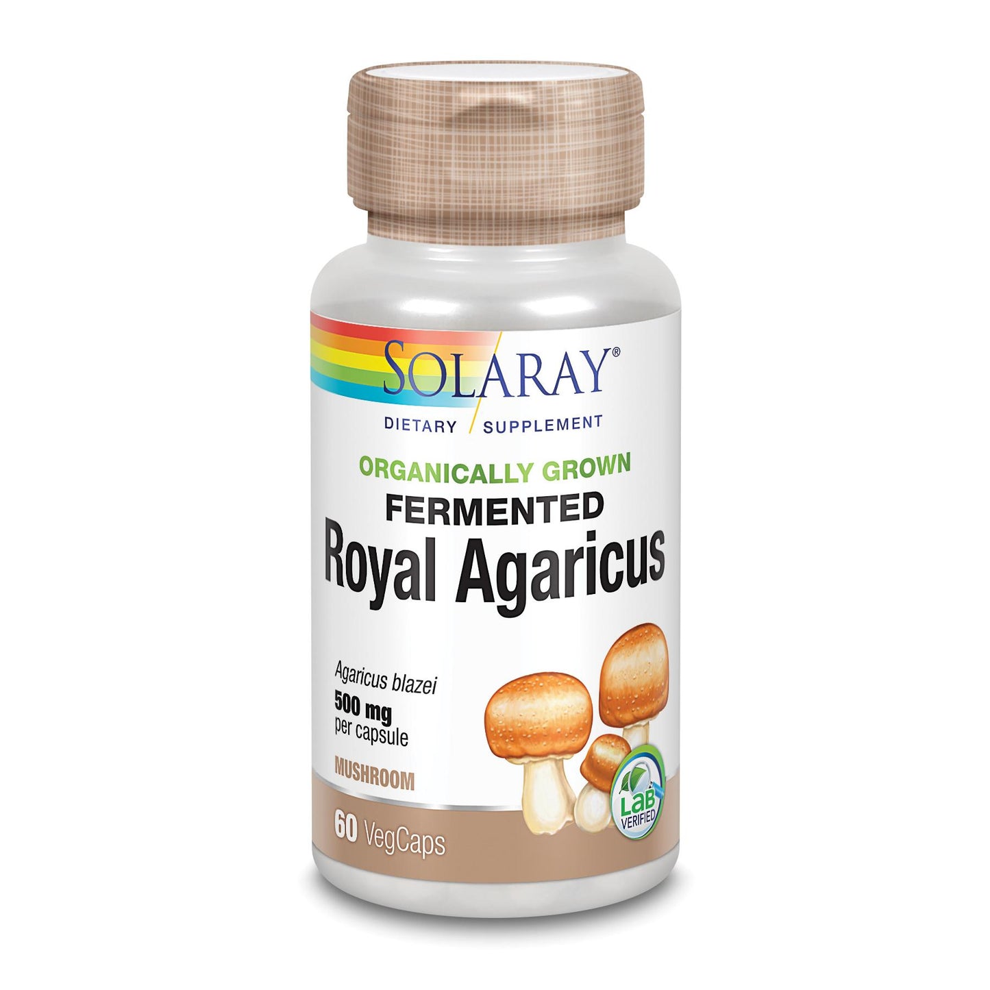 Royal Agaricus Grzyb słoneczny 500 mg 60 kapsułek Solaray