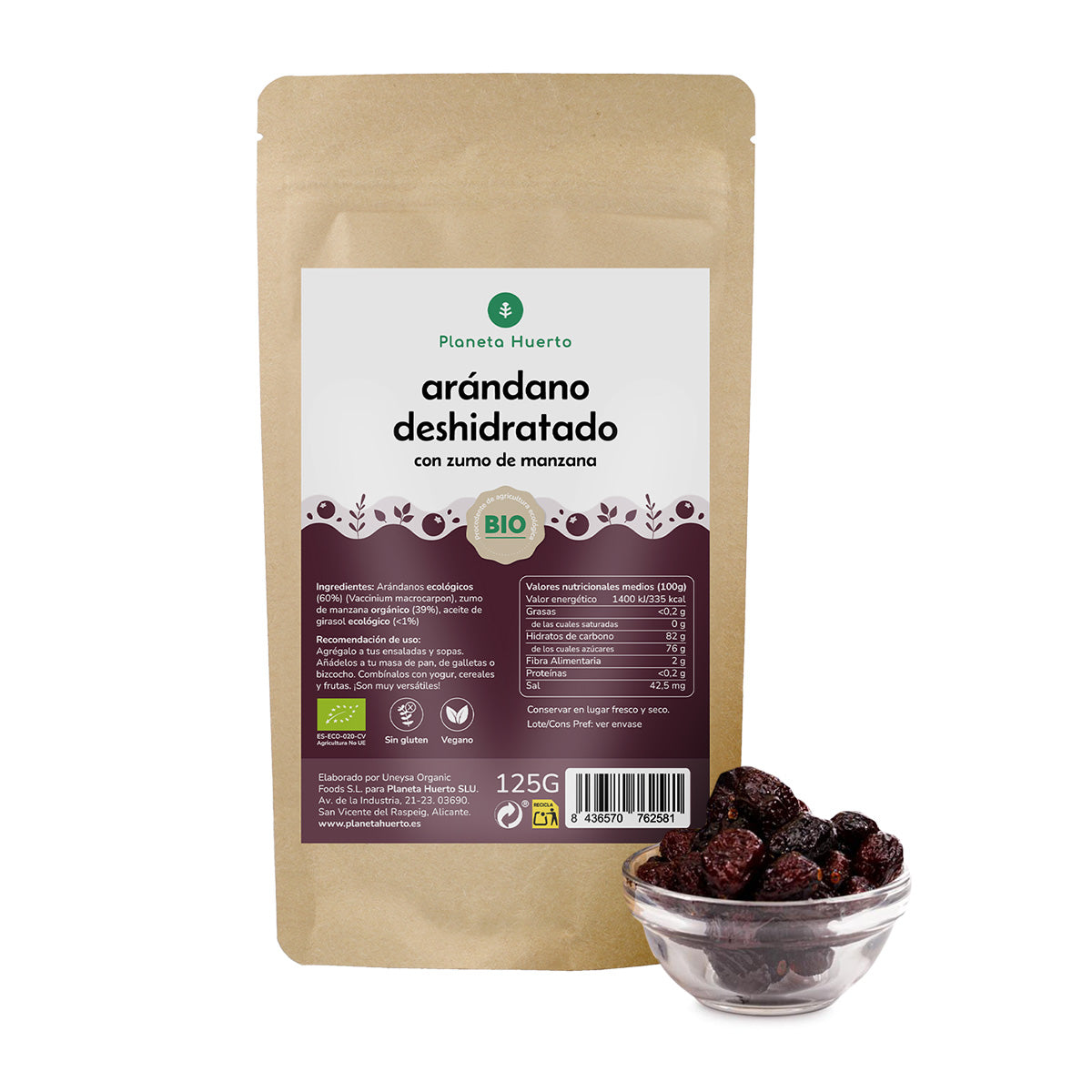 Torkat blåbär ECO Planeta Huerto 125 g