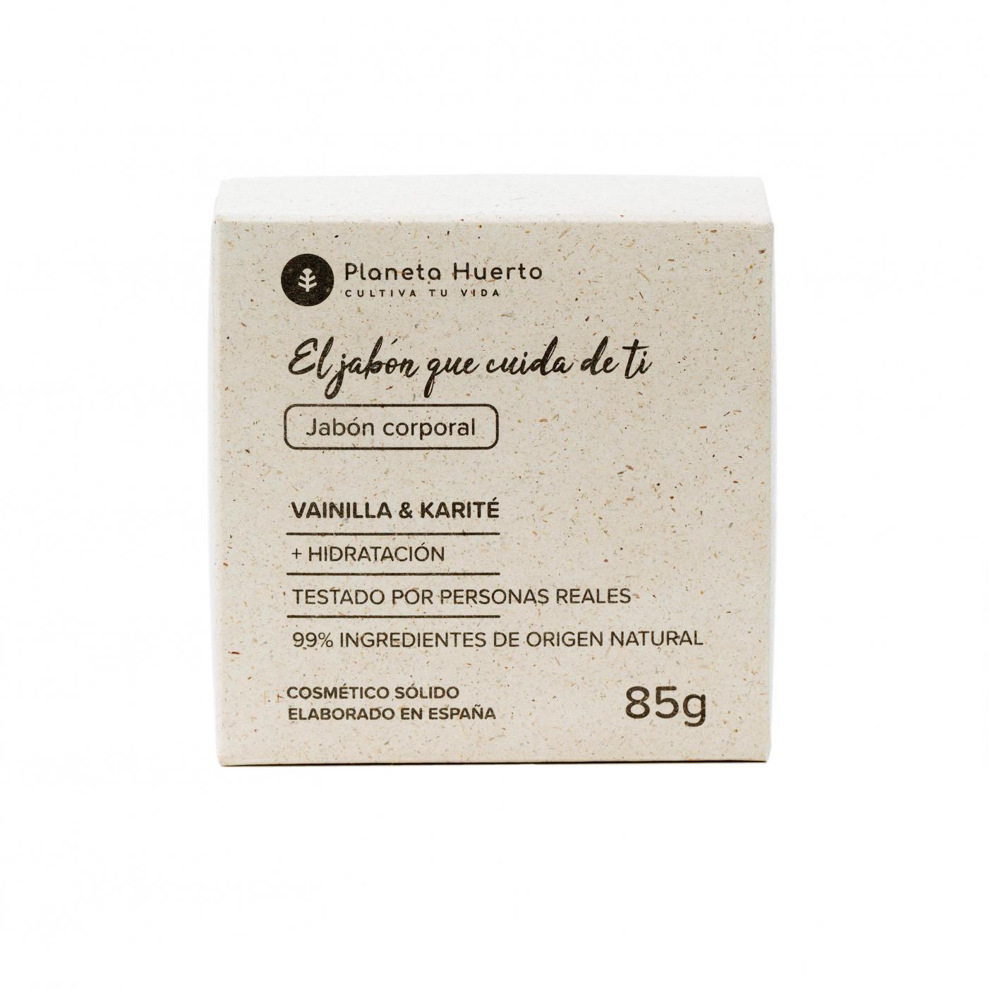 Feste Körperseife mit Vanille und Sheabutter Planeta Huerto 85 gr