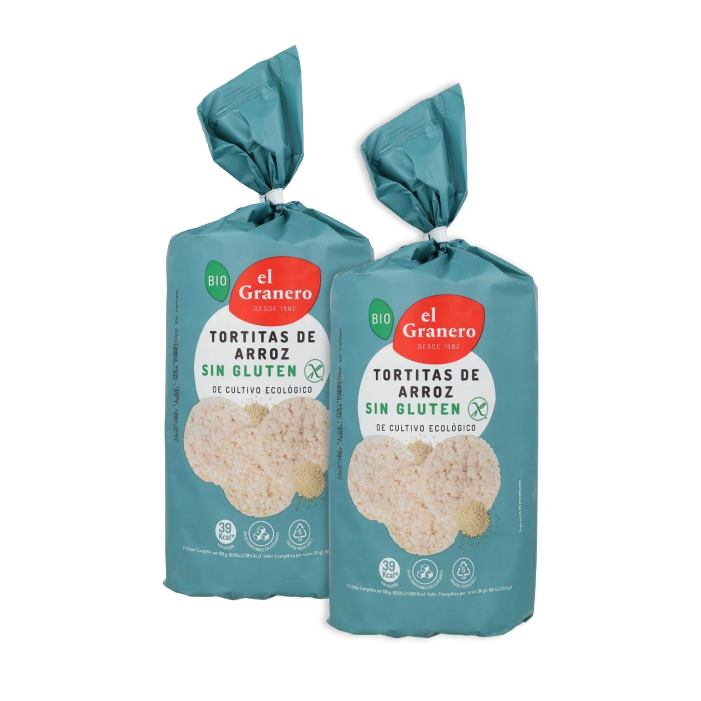 Lot de 2 galettes de riz sans gluten El Granero, 115 g