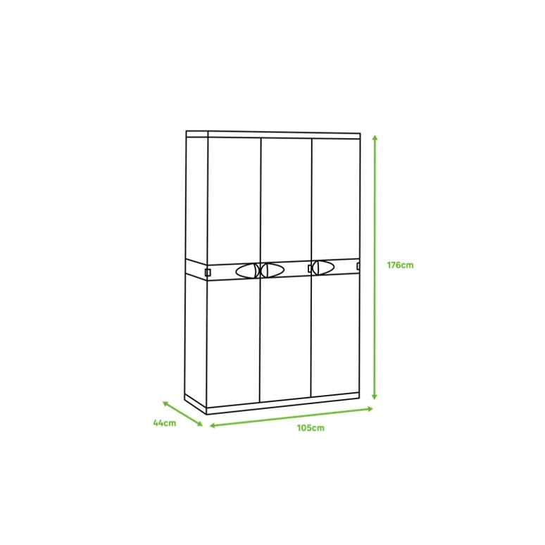 3-dörrars skåp med mopp 105 cm Titanium Plastiken Beige (renoverat)