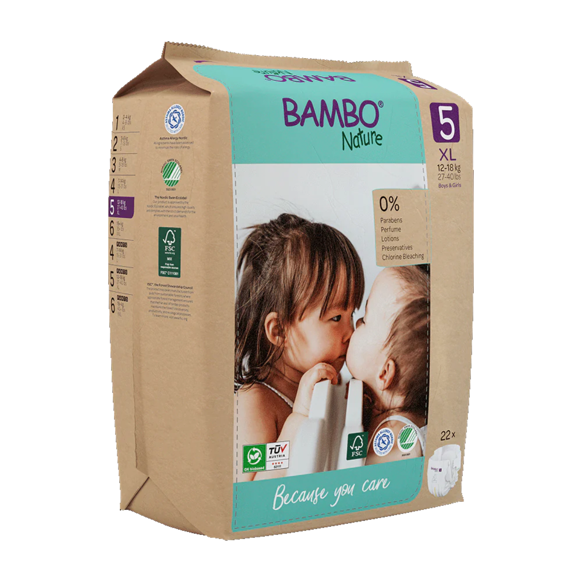 Pakket 6 x Bambo Nature luiers T5 (12-18 kg) 22 stuks