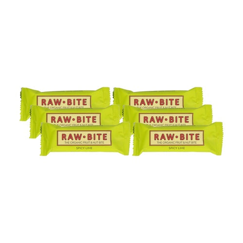 6-pack ekologiska Raw-Bite-bars med lime 50 g