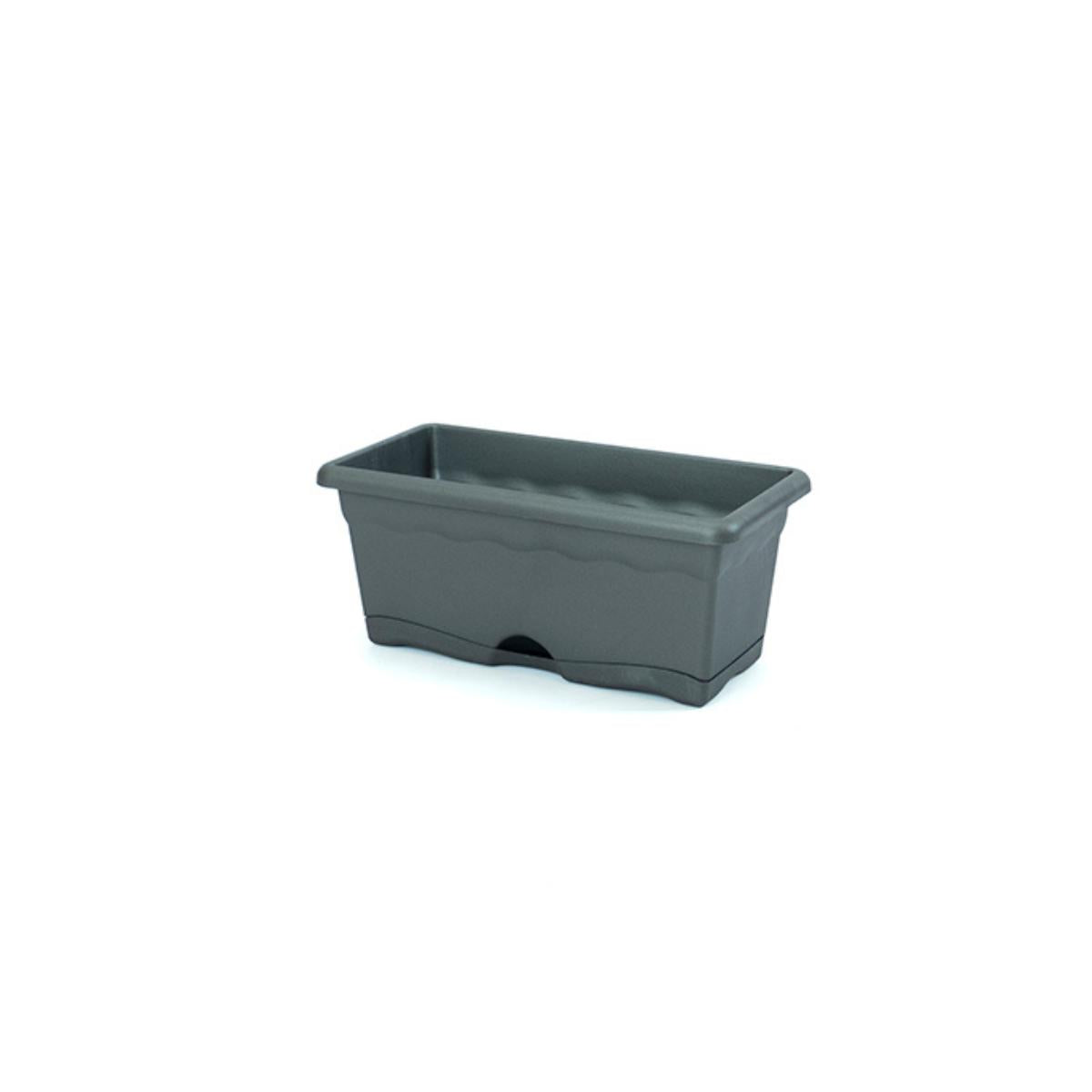 Planter with integrated saucer, anthracite colour, 40 x 20 x 17