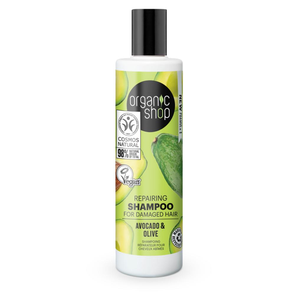 Reparierendes Shampoo für strapaziertes Haar Avocado und Olive Organic Shop 280 ml