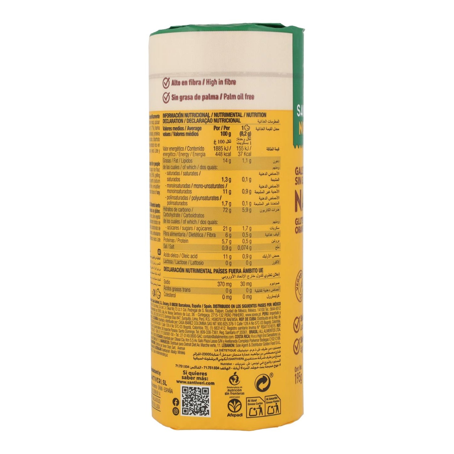 Glutenvrije koekjes met sinaasappelsmaak Santiveri Noglut 195 g