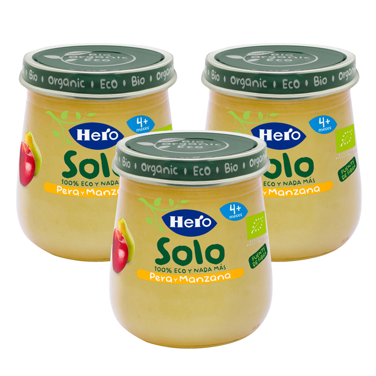 Zestaw 3x słoiczki z ekologiczną gruszką i jabłkiem 120 g-Hero Solo