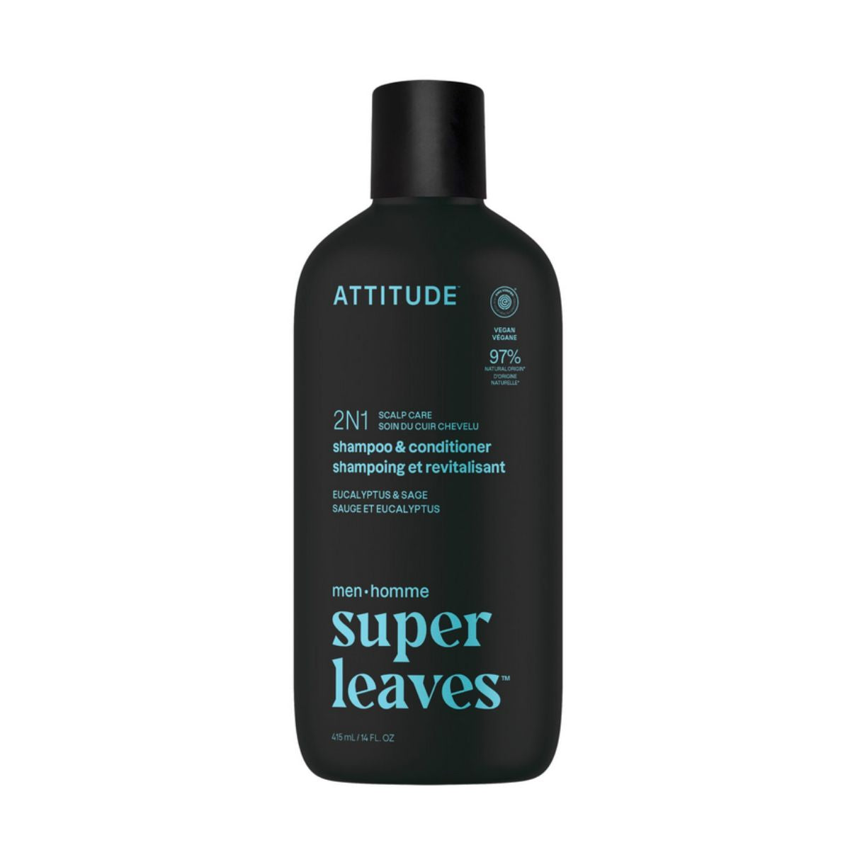 Super Leaves 2-in-1 Shampoo and Conditioner - Eucalyptus and Sage, Attitude, 415 ml