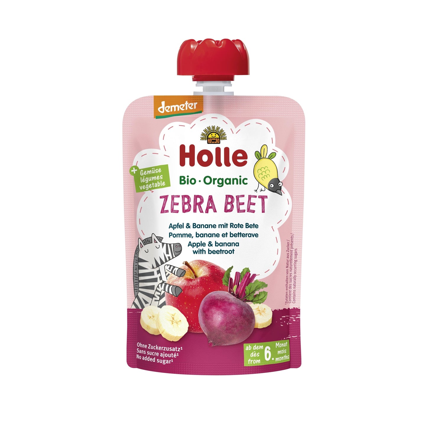 ZEBRA BEET - Appel, banaan, rode biet (vanaf 6 maanden) Eco/Dem Holle 100 g