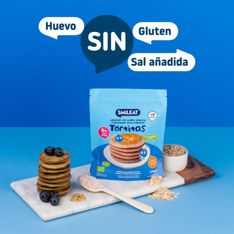 Mix für Vollkorn-Haferflocken-Pfannkuchen mit Blaubeeren ECO Smileat 125 g