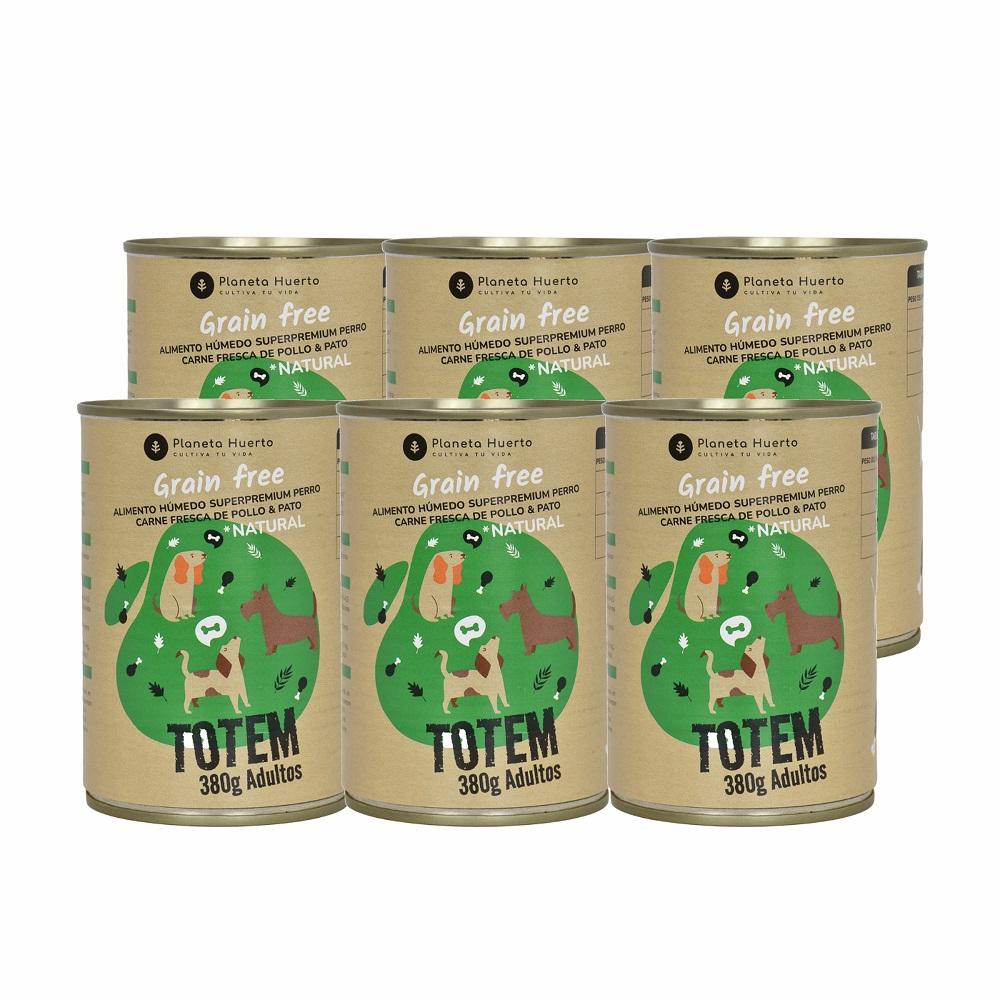 Pak 6 x Graanvrij Superpremium Nat Hondenvoer Kip & Eend 380 g Planeta Huerto