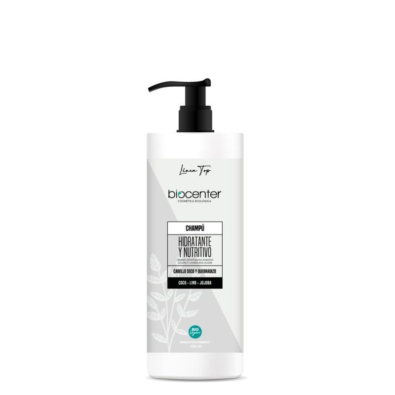 Shampoo biologico idratante e nutriente al cocco, lino e jojoba linea top 500 ml