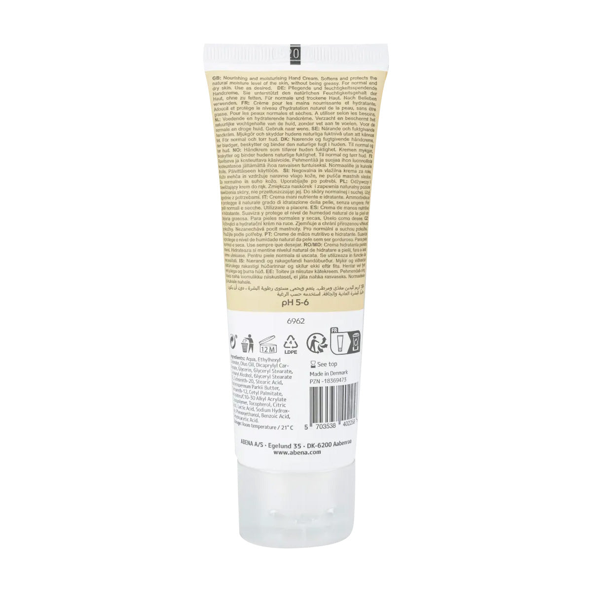 Crème pour les mains 21 % lipides sans parfum Abena 75 ml