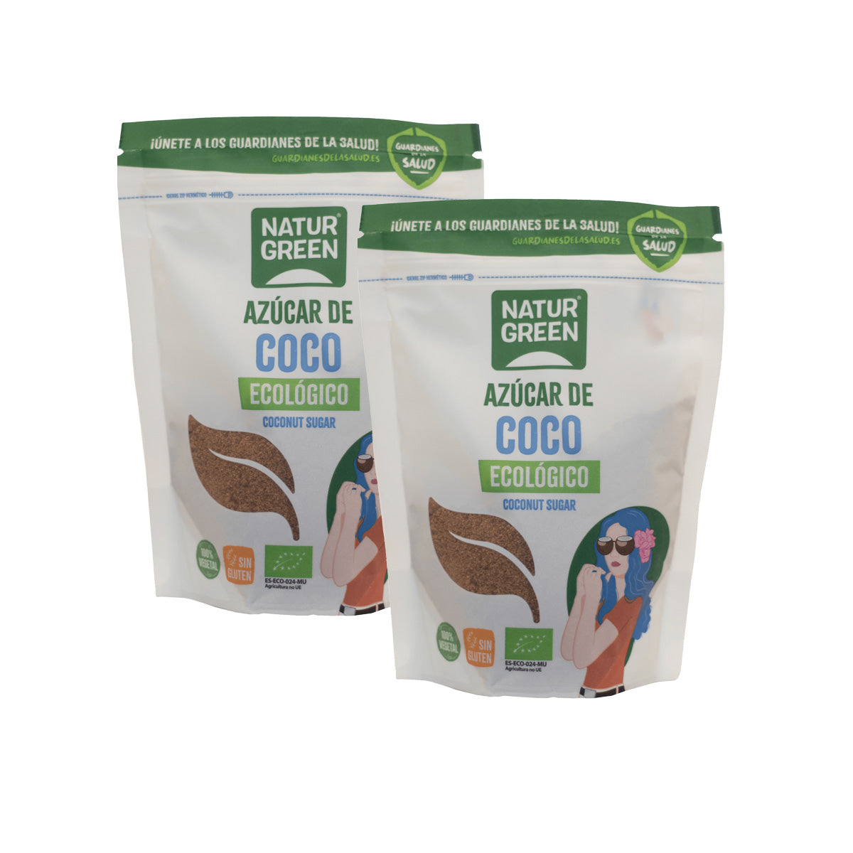 Pack 2x Sucre de coco Naturgreen, 2 unités de 300 g
