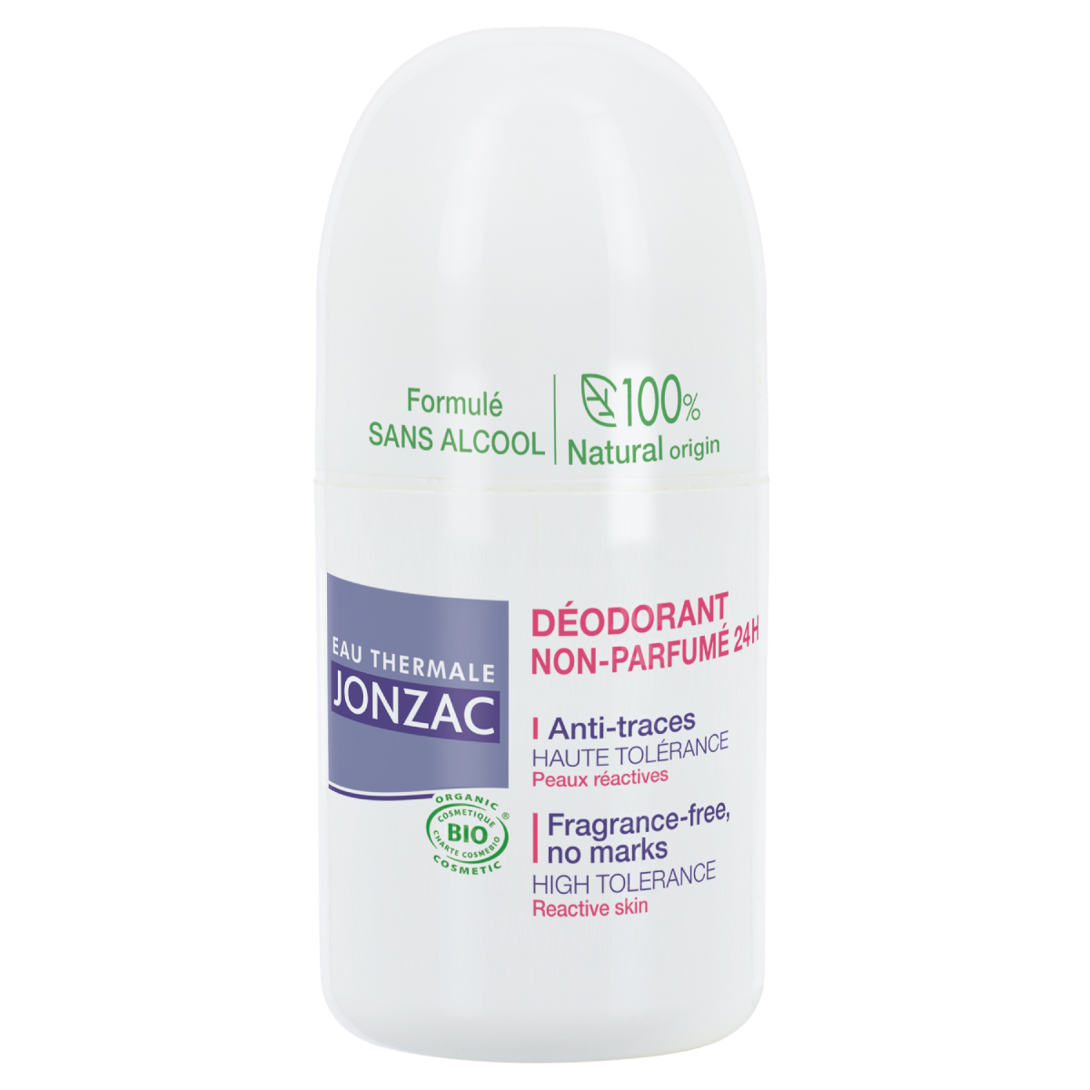 Parfymfri roll-on-deodorant med hög tolerans, 24 timmar, JONZAC 50 ml