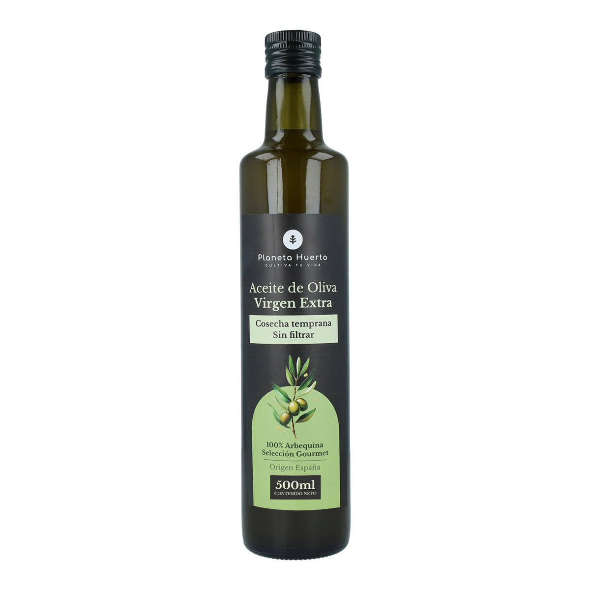 Olio Extravergine di Oliva Planeta Huerto verde non filtrato e di prima raccolta 500 ml