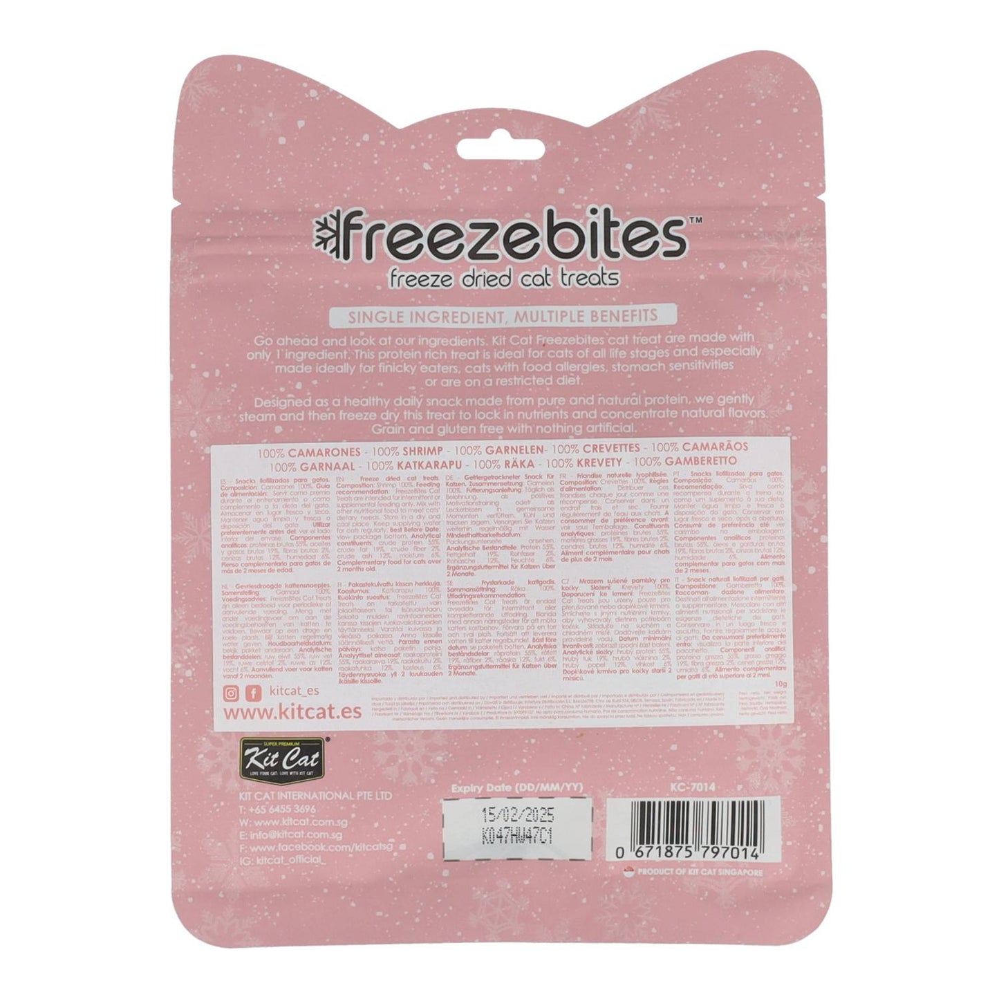Kit Cat FreezeBites - Crevettes 10 g Snack lyophilisé naturel pour chats