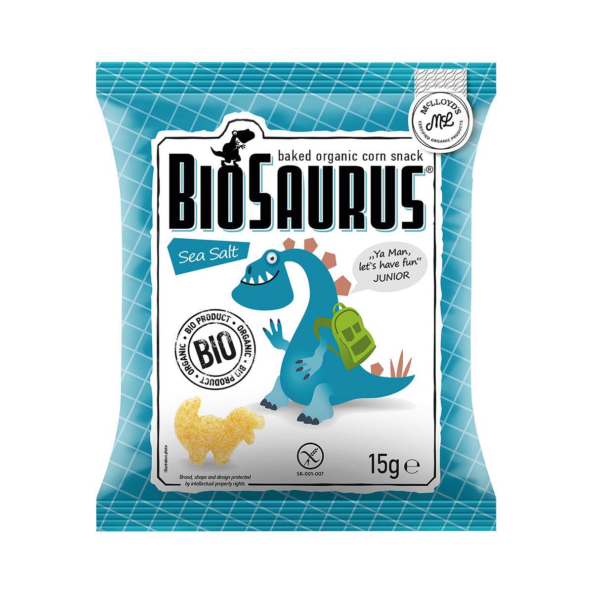Corn Snacks with Sea Salt, Biosaurus 4 x 15 g
