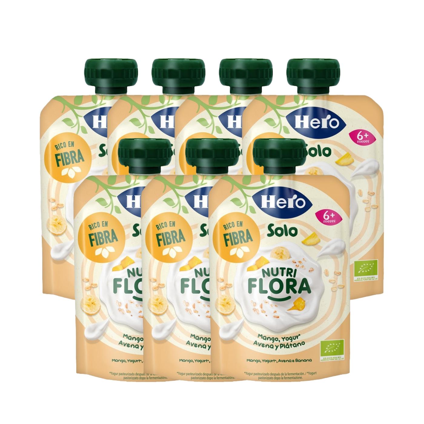 Pakket x7 zakjes Nutri Flora met mango, yoghurt, haver en banaan 100 g-Hero Solo