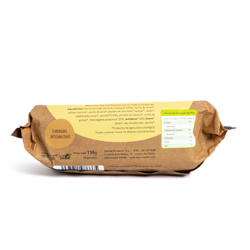 Glutenvrije koekjes van boekweit, chocolade en hazelnoten BIO Zealia 130 g